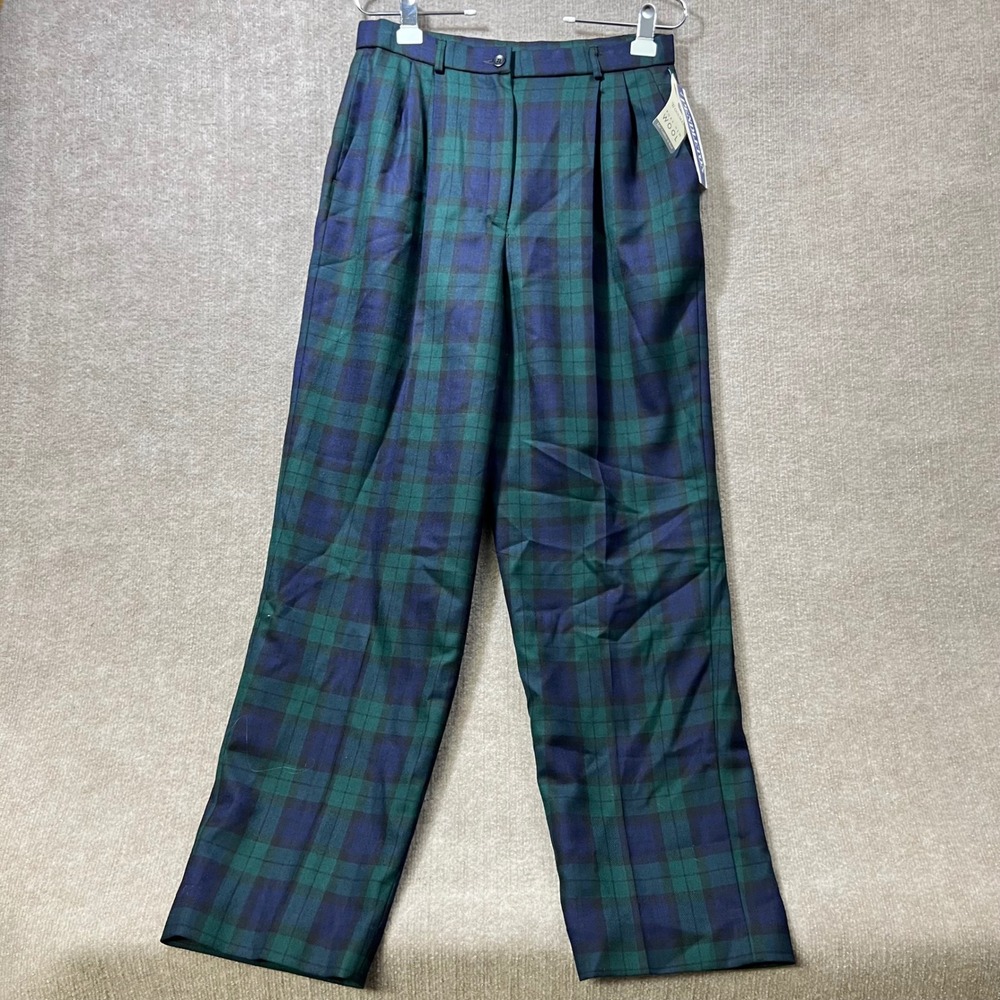 Pendleton Wool Vintage Dress Pants s12 Blackwatch Tartan Plaid NWT Deadstock USA